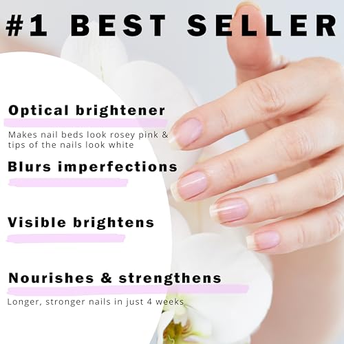 Perfect Formula Pink Gel Coat ? Rosey Glow Nail Strengthener & Keratin Treatment, 0.6 oz - Protein-Rich, Glossy Pink Gel Nail Polish for Damaged Nails | Supports Growth & Repair