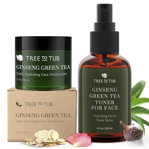 Tree To Tub Hydrating Face Moisturize and Deep Calming Toner Spray for Sensitive Skin - Water-Based Hyaluronic Acid, Vitamin C & E, Organic Aloe, Green Tea, Natural Ginseng for Dry & Sensitive Skin an