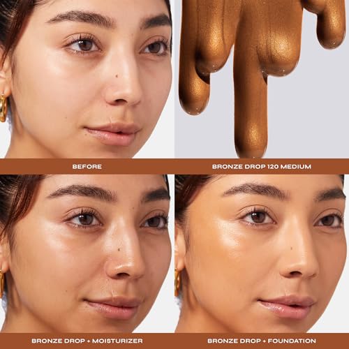 Milani Bronzer- Sun Kiss Bronzing Drops, Conceal + Perfect Liquid Bronzer for Sheer, Weightless Coverage & Hydration enriched with Peptides & Tripeptides - Medium