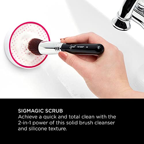 Sigma Beauty Portable 2-in-1 SigMagic Scrub ? Solid, Professional Grade Makeup Brush Cleaner with Silicone Texture to Quickly and Effectively Remove Makeup Residue & Build Up on Makeup Brushes (1pc)