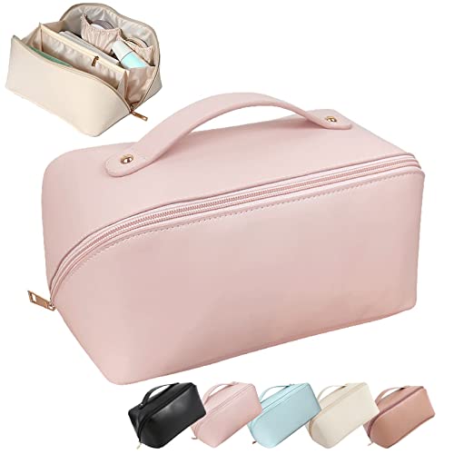 Large Capacity Travel Cosmetic Bag with Handle and Divider - Multifunctional Makeup Bag for Easy Access, Waterproof