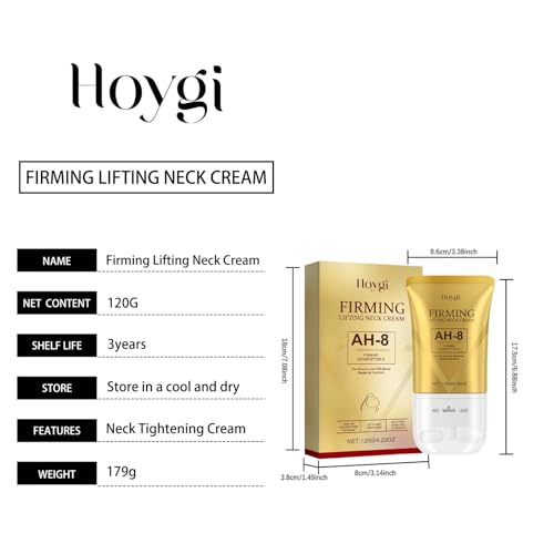 AH-8 Neck Firming Cream with Electric Massage Tightening, Anti-Wrinkle Treatment with Red Light, Deep Moisturizer Bundle Care (Neck Cream)