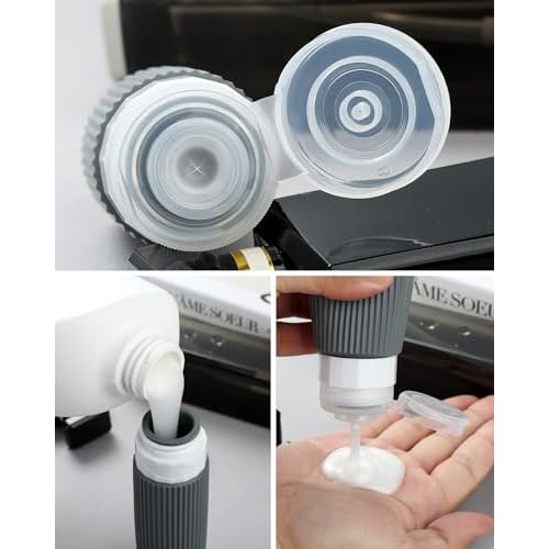 Travel Bottles 8 Pack, TSA Approved 3 oz Toiletries Containers, Leak Proof Silicone Squeezable Essentials Jars with Clear Bag