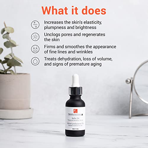 French Pharmacy RetRx 314 Professional Facial Retinol Serum - Skin Renewing - Anti-Aging - Increase Elasticity, Plumpness & Brightness - For All Skin Types - 1oz
