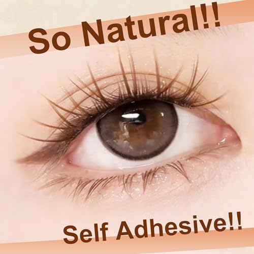 Brown Self Adhesive False Eyelashes 60 Clusters Press On Eyelash LASGOOS Natural Curl 3D Lash Individual 10-12mm Pre-Glued DIY Eyelash Extensions COSPLAY MANGA No Glue/Remover Needed Fake Lashes Idol