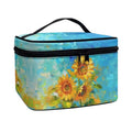Flashideas Sunflower Leopard Large Capacity Travel Toiletry Bag Multifunctional Zipper Makeup Organizer Makeup Bag for Purse Toiletry Bag for Skincare Makeup Organizer Bag