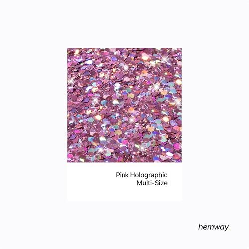 Hemway Ultra Sparkle Glitter Pink Holographic 100g Multi Size | Glitter for Arts & Crafts, Card Making, Crafting, Sparkle Decoration