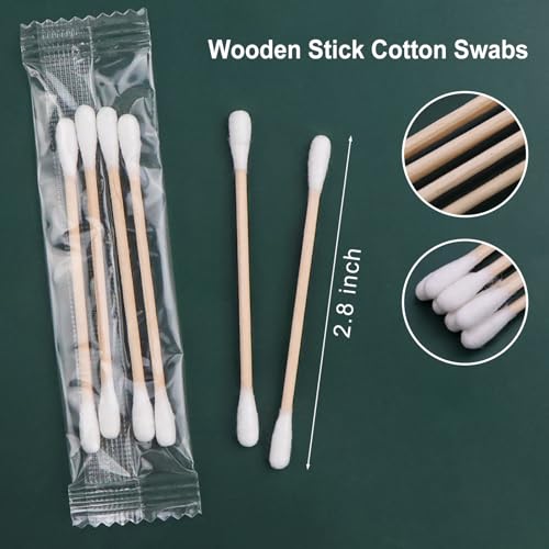 1000 Pack Cotton Swabs, Individually Wrapped Cotton Swab, Individually Wrapped Double Tipped Wooden Sticks for Ear, Make-up(4pcs per Bag, 1000 Bags, Double Round End)