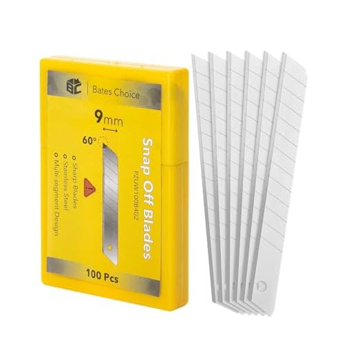 Bates- Snap Off Blades, 100 pcs, 9mm, 60 Degree, Stainless Steel Razor Blades