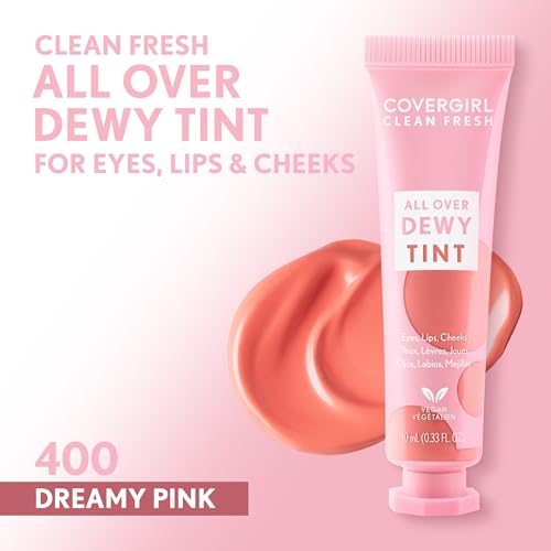 Covergirl Clean Fresh Dewy Tint 400 Dreamy Pink, 3-in-1 Tint, Blendable Color For Eyes, Lips & Cheeks, 0.33 fl oz (Pack of 1)