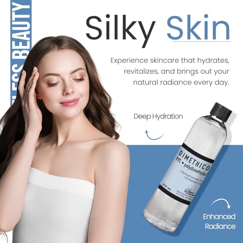 Dimethicone Oil Pure (250 mL / 8.45 Fl Oz) DIY Pure Dimethicone Cosmetic Grade Skin Moisturizer and Head Lice Treatment, Liquid Silicone for, Gun Oil