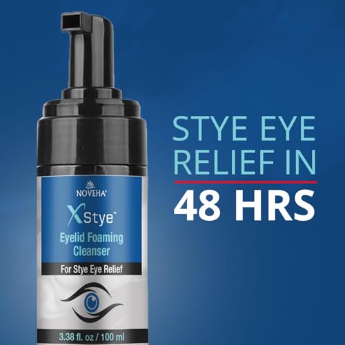 NOVEHA XStye Eyelid Foaming Cleanser - Fast Stye Eye Relief - Formula With Tea Tree Oil - Daily Eyelid and Eyelash Wash For Stye Eyes, Eyelash, & Skin Dryness (3.38 fl oz) - 3PK - 100mL