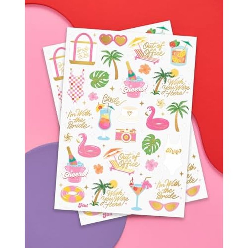 xo, Fetti Bachelorette Party Summer Party Temporary Tattoos - 50 Foil Styles | Pool Party Bach Decoration, Bridesmaid Favor, Bride to Be Gift, Bridal Shower Supplies, Engagement Accessory, Maid of Hon