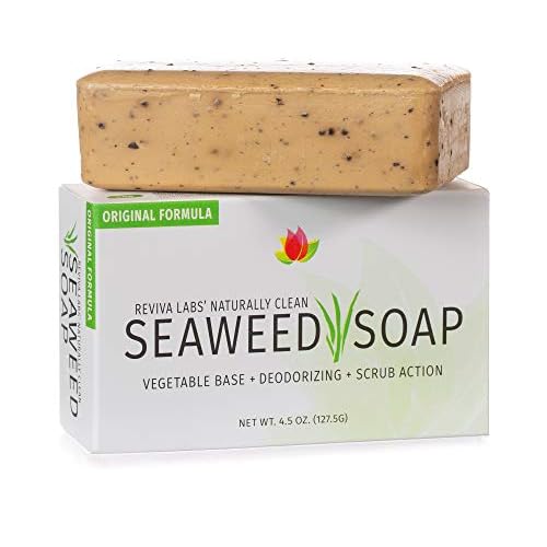 Reviva Seaweed Soap - 2 Pack - Organic Seaweed Face Scrub and Exfoliating Body Scrub Soap Bar - 4.5 oz. Vegetable Base Natural Bar Soap and Seaweed Bath Detox Soap Made in the USA