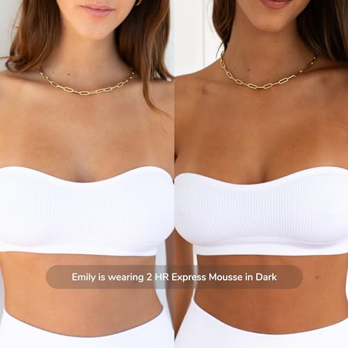 Loving Tan 2 HR Express Mousse, Dark + Mitt- Streak Free, Natural looking, Professional Strength Sunless Tanner- Up to 5 Self Tan Applications per Bottle, Cruelty Free, Naturally Derived DHA - 4 FL Oz