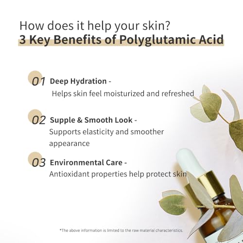 Polyglutamic Acid 10% Facial Serum for Face ? NEEDS NATURE DIY Hydrating Booster with Hyaluronic Acid & Allantoin | Korean Skincare for Dry, Sensitive Skin | 30ml