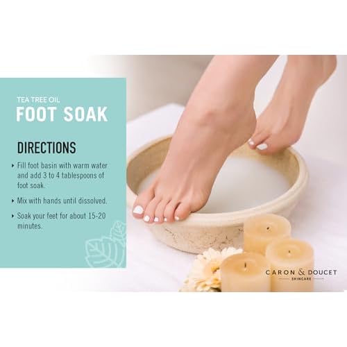 CARON & DOUCET Tea Tree Oil Foot Soak with Epsom Salt and Dead Sea Salt - Natural - Soothes Sore & Tired Feet, Helps Reduce Foot Odor Scent, Softens Calluses - 2lb