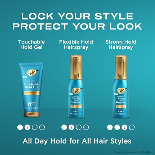 OGX Antioxidants + Flexible Hold Hairspray, Anti Humidity Hairspray for 24 Hour Hold & Protection for Your Style, Hair Spray in a Continuous Mist Spray Bottle, Paraben-Free, 6.5 fl. oz