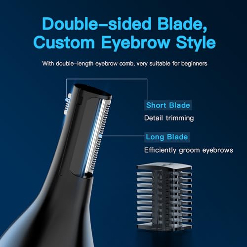 Ear and Nose Hair Trimmer for Men, USB Rechargeable Nose Clipper Professional Painless Nasal Shaver Razor 3 in 1 Electric Eyebrow Facial Hair Trimmer Kit Waterproof Dual-Edge Blades Easy Cleansing