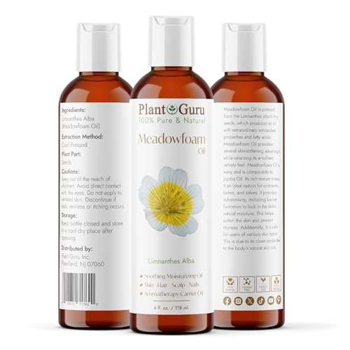 Meadowfoam Oil 4 fl. oz. Cold Pressed 100% Pure Natural Carrier ? Skin, Face, Body, and Hair Moisturizer. Ideal for DIY Creams, Lotions, and Lip Balms