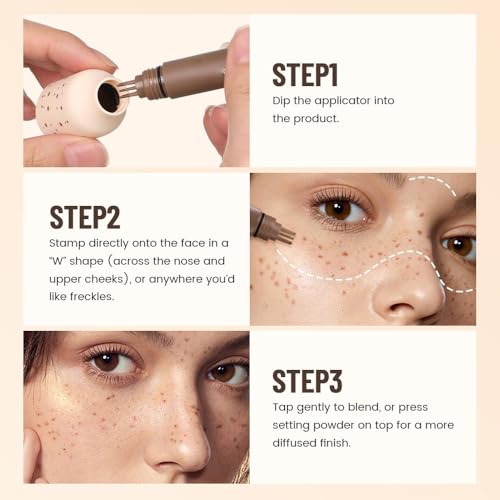 Upgrade Faux Freckle Stamp Pen - Waterproof & Natural-Looking Fake Freckles Makeup Tools with Multi-Prong Precision Head, Long-Lasting Sunkissed Look
