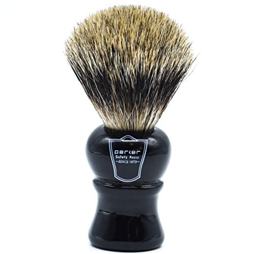Parker Long-Loft 3-Band Pure Badger Bristle Shaving Brush ? Premium Soft Bristle Brush for Rich Lather with Shaving Soaps & Creams