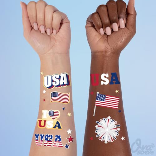 Fourth of July Tattoos for Kids, 66 Giltter Styles USA Tattoos Red White and Blue Party Supplies, 4th of July Decorations, USA Flag, Memorial Day
