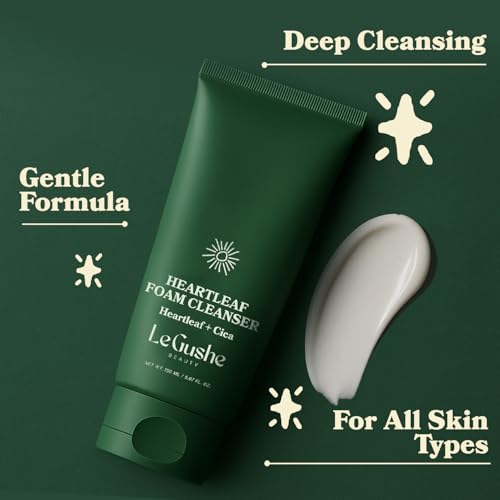 LE GUSHE Heartleaf Foam Face Wash - Gentle Facial Cleanser for Deep Cleansing - With Cica & Hyaluronic Acid - Soothing Face Wash for Women - Inspired by Korean Skin Care (150 ml/5.07 fl oz)