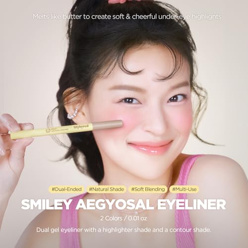 lilybyred Smiley Aegyosal Eyeliner | Korean Aegyosal Highlighter & Contour Pencil, 3-in-1 Multi-Use for Under-Eye, Brows & Lips, 3mm Round & 2mm Flat Tips, Air-Fit Formula, 0.011 oz. (01 Smile Smile)