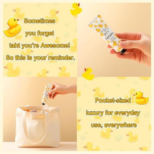 24 Pack Duck Gifts Positive Hand Cream Bulk for Coworker Team Employee Appreciation Women Party Favor Travel Size Mini Lotion Bulk Emotional Support Duck Goodie Bag Stuffer Gifts