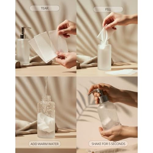 Hand Soap Sheet Bundle ? 1 Pack (30 Sheets Total) + Refillable Glass Dispenser
