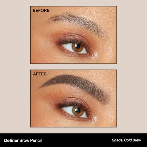 Morphe Definer Dual-Ended Brow Pencil & Spoolie - Eyebrow Pencil with Precision Slanted Tip for Shaping, Defining & Filling - Smooth, No-Tug Formula - Cold Brew (0.003 oz)