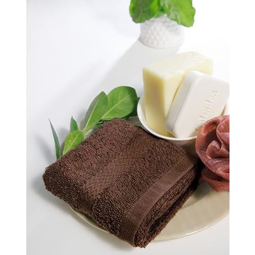 13x13 | Premium Washcloth Set | Absorbent, Ring Spun, Washcloths, Hand towels for Bathroom, 100% Cotton, Face Towels, fingertip towels, Soft, For Daily Use (Pack of 4) (Dark Brown, 13x13)