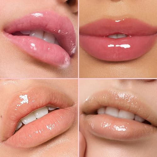 Color Changing Lip Oil Set, Hydrating Lip Glow Oil, High Shiny Plumping Lip Oil, Non-Sticky Lip Gloss, Nude Fruity Glow Oil