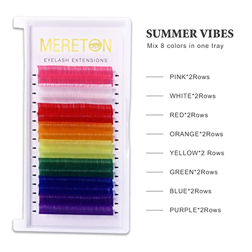 16 Rows Colored Lash Extensions White Pink Red Golden Yellow Green Blue Purple Mix Color 0.07mm D Curl Color Lashes Extension Individual Single Classic Eyelash Extensions(0.07 D 14mm)