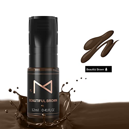 M Cosmetic LIQUID Pigment For Eyebrow Powder Brows, Nano Brow, Shading Permanent Makeup, Microblading - Machine Use - No Mixing - For Professionals Only -12ml (Beautiful Brown)