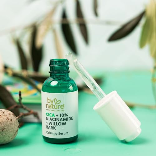 By Nature Calming Face Serum - Cica+10% Niacinamide+Willow Bark - Purifying Facial Serum with Cica Plant Extract & Texture Enhancing Niacinamide - Skincare from New Zealand - 1 fl. Oz