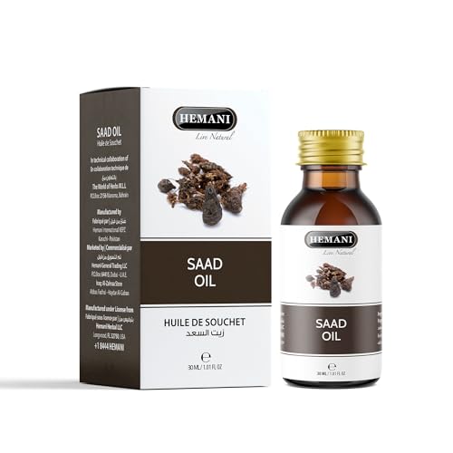 HEMANI Saad Oil 30mL - 100% Pure Natural Cold Pressed Cypriol Oil | Halal Essential Oil for Hair Growth, Scalp Treatment & Aromatherapy | Nagarmotha Oil 1 fl oz