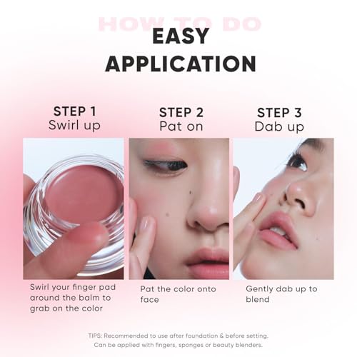 JUDYDOLL Multi-Use Balm - Cream Blush + Eyeshadow + Lip, Non-Greasy & Non-Cracking, 53% Nourishing Essence with Squalane & Hyaluronic Acid, Lightweight Travel Makeup