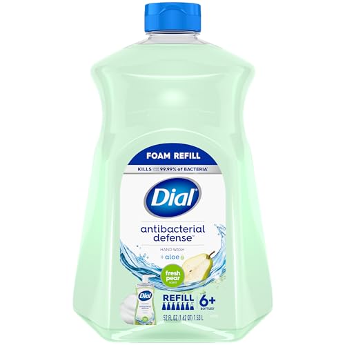 Dial Antibacterial Foaming Hand Wash, Fresh Pear, 7.5 fl oz Pack of 6 & Antibacterial Foaming Hand Soap Refill, Fresh Pear, 52 fl oz