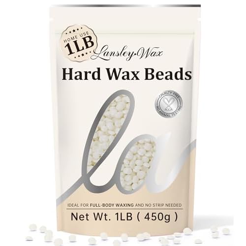 LANSLEYWAX White Hard Wax Beads, 1LB Wax Beans for Sensitive Skin & Full-Body Hair Removal, Brazilian/Bikini/Face/Legs/Eyebrow/Armpit/Chest Waxing Refill at Home for Women & Men, Stripless Formula