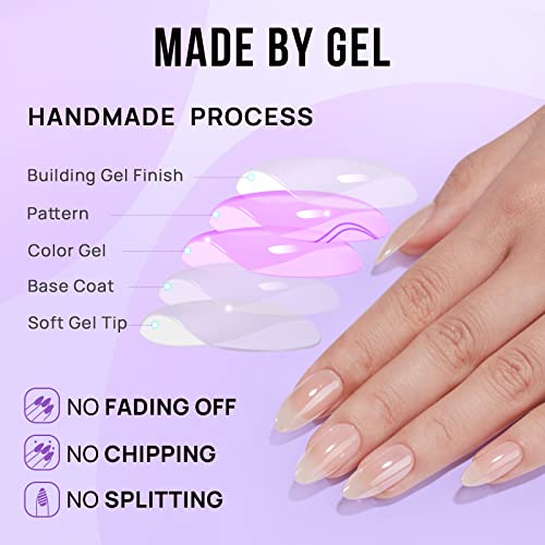 Press On Nails Medium - BTArtbox Soft Gel Press On Nails, Chrome Fake Nails with Nail Glue, Glazed Donut & Chocolate Glazed