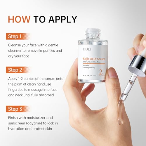 BOLI Kojic Acid Serum, Ultra Brightening Glow Serum Peptide Retinol Niacinamide for Dark Spots (1.01 fl oz)