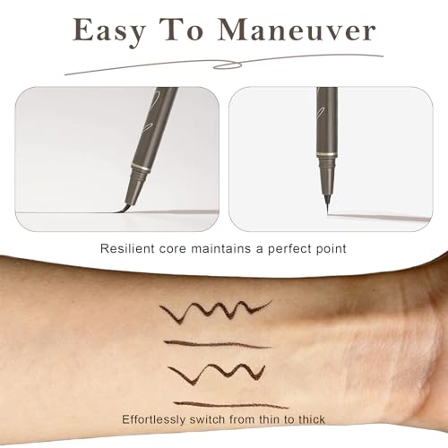 Ultra Fine Liquid Eyeliner Pencils- Slim Felt Tip for Precise Eye Lines, Waterproof, Smudge Proof & Quick-Drying, Winged Liner and Inner Corner. Long Lasting All Day Makeup, Smooth & Lightweight.