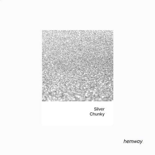 Hemway Premium Ultra Sparkle Glitter Multi Purpose Metallic Flake for Arts Crafts Nails Cosmetics Resin Festival Face Hair - Silver - Chunky (1/40" 0.025" 0.6mm) 100g / 3.5oz