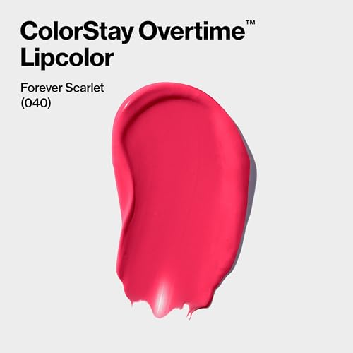 Revlon Liquid Lipstick with Clear Lip Gloss, ColorStay Overtime Lipcolor, Dual Ended with Vitamin E, 040 Forever Scarlet, 0.07 Fl Oz