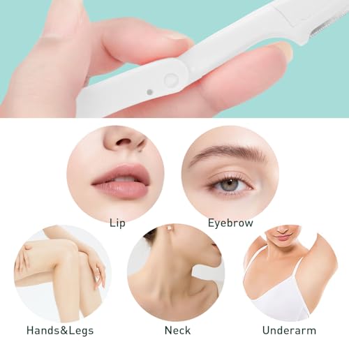 4PCS Foldable Eyebrow Face Razor, Eyebrow Trimmer Facial Hair Remover for Women and Men, Safe & Portable Design