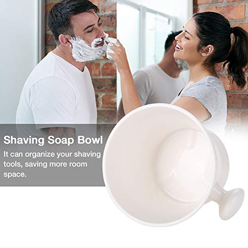 Brrnoo Shaving Bowl, Shaving Soap Bowl For Men Heat Insulation Smooth Shaving Bowl, Mug with Knob Handle, ABS Shaving Soap Bowl Foam Shaving Soap Cream Bowl (White)