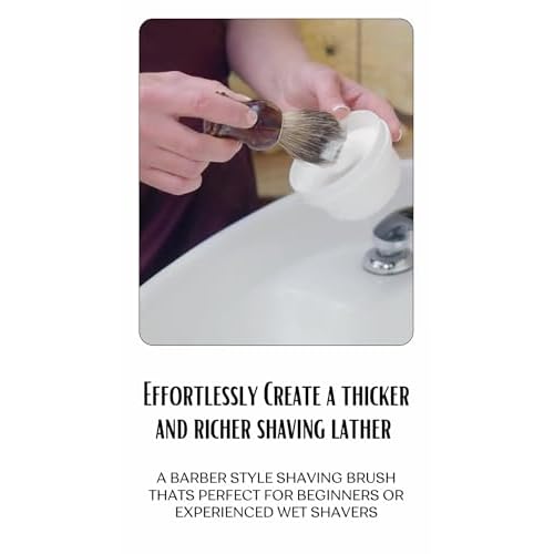 G.B.S Pure Badger Bristle Horn Shaving Brush, use with any Soap Cream All Razors, Effortless Glide Resin