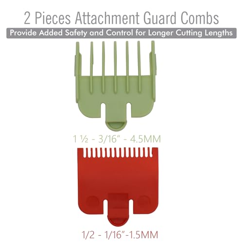 2 Pieces 2 Lengths Hair Clipper Attachment Guard Combs 1/8" 1/16" Compatible with Wahl Standard Full-sized Magic Clip Super Taper 8148 8504 1919 Hair Clipper Models